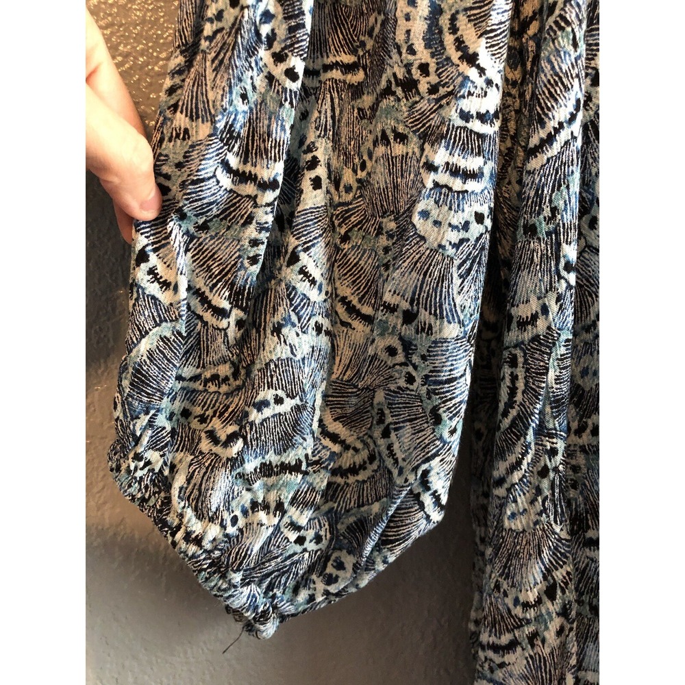 Terra & Sky Womens Tunic Top 1X 3/4 Sleeve Blue Depths Butterfly Boho Cottage - Picture 2 of 12